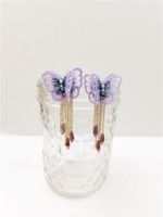 Korean Embroidery Butterfly Tassel Retro Luxury Fairy Earrings Long Earrings Crystal main image 5