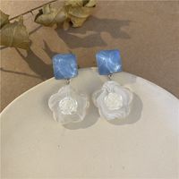 French White Flower Blue Earrings Super Fairy Earrings Simple Mainstream Earrings main image 4