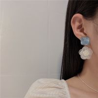 French White Flower Blue Earrings Super Fairy Earrings Simple Mainstream Earrings main image 5