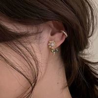 Korea Fresh Crystal Flower Stud Earrings Creative Wild Petals Earrings main image 4