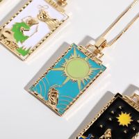 Design Copper Plated 18k Gold Oil Painting Pendant Necklace main image 4