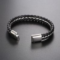 Korean Titanium Steel Braided Leather Bracelet Men's Bracelet main image 4