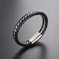 Korean Titanium Steel Braided Leather Bracelet Men's Bracelet main image 5
