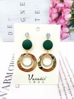 European And American Exaggerated Long Fashion Trend Round Inlaid Rhinestone Earrings main image 1