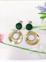 European And American Exaggerated Long Fashion Trend Round Inlaid Rhinestone Earrings main image 6