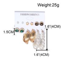 Conjunto De 6 Piezas De Aretes De Perlas De Oro Retro Para Damas Nuevas Europeas Y Americanas main image 6