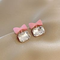 S925 Silver Needle Fashion Bow Earrings Niche Alloy Diamond Earrings Wholesale main image 5