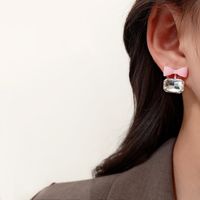 S925 Silver Needle Fashion Bow Earrings Niche Alloy Diamond Earrings Wholesale main image 6