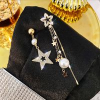 Asymmetric Long Star Female Temperament Korean Tassel Earrings Retro main image 6