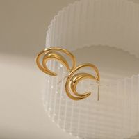 Europäische Und Amerikanische C-förmige, Glatte, Kreisförmige, Verkupferte Geometrische Ohrringe Aus 18 Karat Echtem Gold main image 5