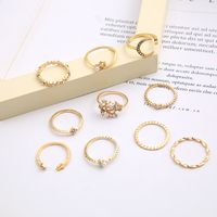 Fashion Diamond Love Pearl Leaf 10-teiliger Ring Kreativer Retro-weiblicher Ring main image 3