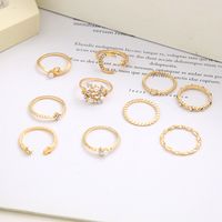 Fashion Diamond Love Pearl Leaf 10-teiliger Ring Kreativer Retro-weiblicher Ring main image 4