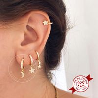 Inlaid Zircon Crescent Earrings Fashion Wild Moon Symmetrical Earrings main image 3