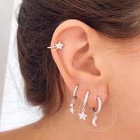 Inlaid Zircon Crescent Earrings Fashion Wild Moon Symmetrical Earrings main image 4
