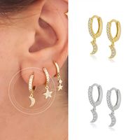 Inlaid Zircon Crescent Earrings Fashion Wild Moon Symmetrical Earrings main image 5