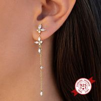 S925 Silver Needle Geometric Octagonal Chain Earrings Female Simple Copper Zircon Earrings main image 3