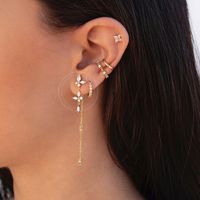 S925 Silver Needle Geometric Octagonal Chain Earrings Female Simple Copper Zircon Earrings main image 4