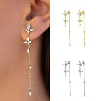 S925 Silver Needle Geometric Octagonal Chain Earrings Female Simple Copper Zircon Earrings main image 5