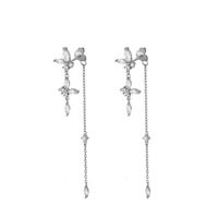 S925 Silver Needle Geometric Octagonal Chain Earrings Female Simple Copper Zircon Earrings main image 6
