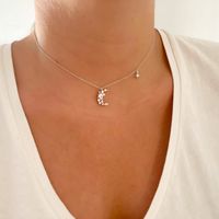 European And American S925 Silver Inlaid Zircon C-shaped Moon Clavicle Chain main image 6