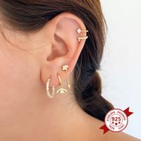 Boucles D&#39;oreilles Multi-zircon Micro-incrustées Européennes Et Américaines Avec Aiguille En Argent S925 Femme main image 4