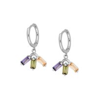 S925 Silver Needle Mixed Color Zircon Earrings Female Three-color Zircon Creative Earrings main image 6