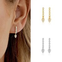 European And American S925 Silver Needle White Zircon Drop-shaped Earrings main image 5