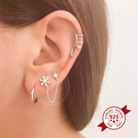 S925 Silver Needle Simple Inlaid Zircon Flower Earrings main image 4