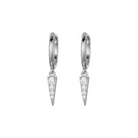 S925 Silver Needle Diamond-studded Pointed Cone Triangle Earrings main image 6