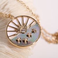 Sun Moon Round Copper Necklace Wholesale main image 3