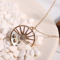 Sun Moon Round Copper Necklace Wholesale main image 4