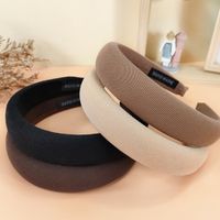 Simple Solid Color Fabric Autumn And Winter Color Sponge Wide-brimmed Headband main image 2