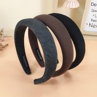 Simple Solid Color Fabric Autumn And Winter Color Sponge Wide-brimmed Headband main image 5