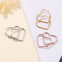 Fashion Heart Plating Titanium Steel 18K Gold Plated Earrings main image 4