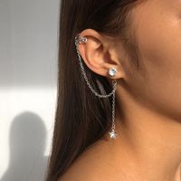 European And American Geometric Fashion Chain Tassel Five-pointed Star Ear Bone Clip Earrings main image 3
