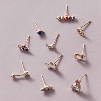 European And American Ersonalized Color Diamond Earrings Set Irregular Earrings Ten-piece Set main image 3