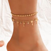 Fashion Jewelry Heart Key Disc Double Layer Diamond Anklet Wholesale main image 1