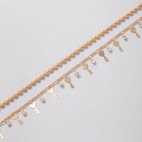 Fashion Jewelry Heart Key Disc Double Layer Diamond Anklet Wholesale main image 5