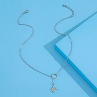 Simple Eight-pointed Star Pendant Short Metal Circle Necklace main image 5