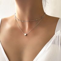 European And American Simple Double Layered Heart Pendant Necklace main image 1