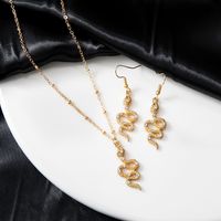 Creative Fashion Personality Snake-shaped Diamond Earrings Necklace Set main image 4