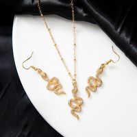 Creative Fashion Personality Snake-shaped Diamond Earrings Necklace Set main image 5