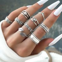 Fashion Retro Leaf Flower Love Geometric Ring Combination Nine-piece Set main image 1