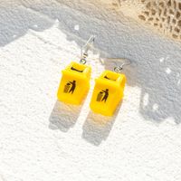 Fashion Creative Funny Yellow Trash Can Earrings Exaggerated Resin Earrings main image 5