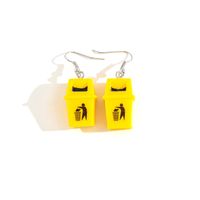 Fashion Creative Funny Yellow Trash Can Earrings Exaggerated Resin Earrings main image 6