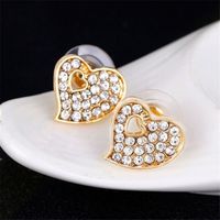 Retro Heart Hollow Inlaid Crystal Jewelry Set Ring Bracelet Necklace Earrings Four-piece Jewelry main image 4