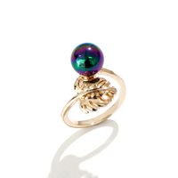 Retro Flower Gold-plated Ring French Multi-layer Winding Color Pearl Alloy Ring main image 5