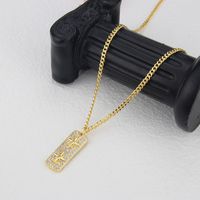 European And American Inlaid Zirconium Star Tag Pendant Copper Gold-plated Necklace main image 3