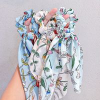 French Flower Streamer Scrunchy Hair Tie Fabric Bow Tie Silk Scarf main image 3