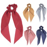French Flower Streamer Scrunchy Hair Tie Fabric Bow Tie Silk Scarf main image 6